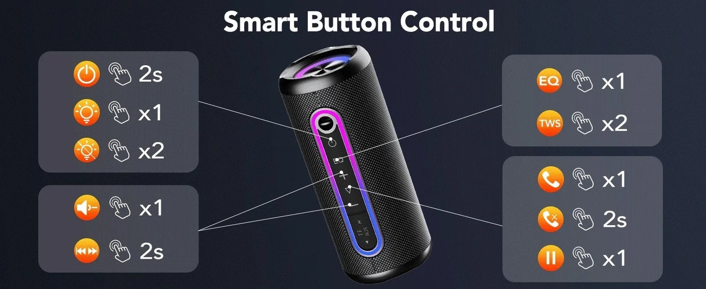 Bluetooth Speakers, Portable Wireless Speaker with 30W Loud Stereo Sound, BT5.4, IP7 Waterproof, 24H Playtime, Portable Speaker