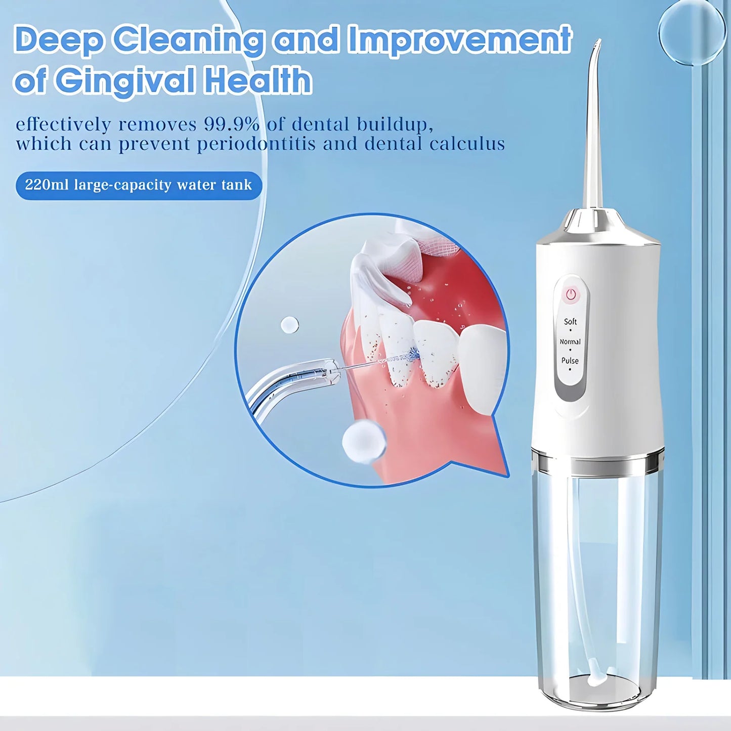 Rechargeable Oral Irrigator Portable Dental Irrigator Water Flosser 3 Models Jet Nozzles Water Teeth Pick Flosser Water Jet