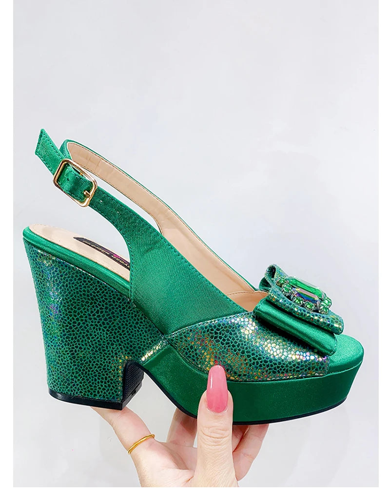 2023 Newest Wedding Women Shoes Nigeria Africa 10cm High Heels Party Gathering Crystal Design Women Shoes Fashion Ladies Shoes