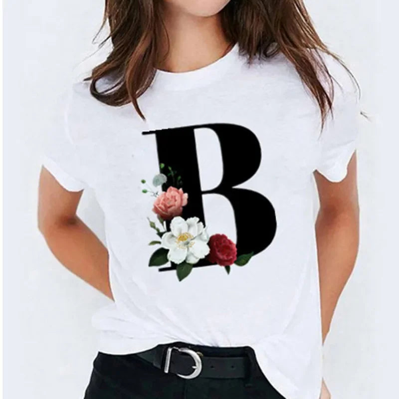 26 Letter Printed Women T-shirts Harajuku 2021 New Tops Casual Tee Summer Short Sleeve Graphic Female T shirt for Women Clothing