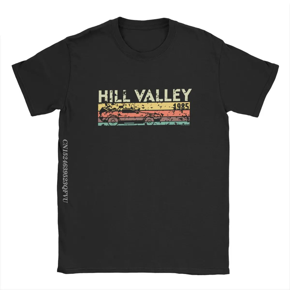 Hill Valley 1985 Tee Shirt Men Back To The Future Tops T Shirts Doc Brown Marty Delorean Time Travel Movie BTTF Tees Plus Size