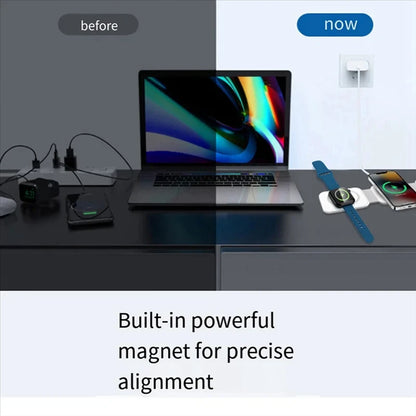 Three-in-one Magnetic Wireless Charger Desktop Three-fold Wireless Charger Is Suitable For Pingguo Mobile Phone Headset Watch