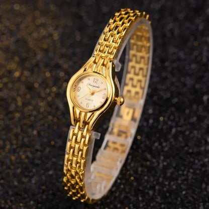 Women's Gold Bracelet Watch Fashion Elegant Small Dial Alloy Quartz Wristwatch Woman Luxury Ladies Watch Clock Gift Reloj Mujer