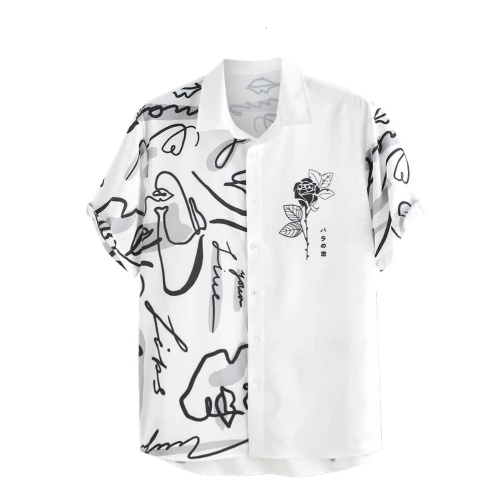 2025 Male Clothes Simple Stripes 3d Hawaiian Shirt Men Clothes Loose Breathable Men's Shirts Summer Male Shirts Short Sleeve