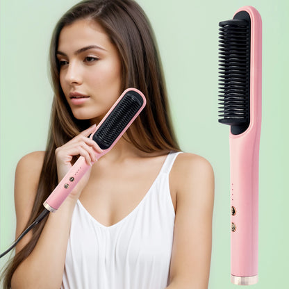 Hair straightener brush, fast ceramic heating, hot air comb, portable heating hair straightener, home and travel salon