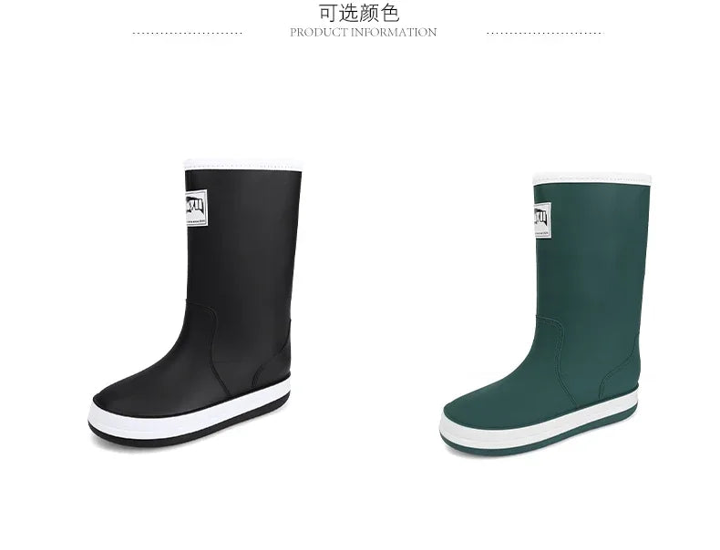 Men's Rain Shoes in The Cylinder Waterproof Wear-resistant Injection Molding Rubber Breathable New Outdoor Walking Water Shoes