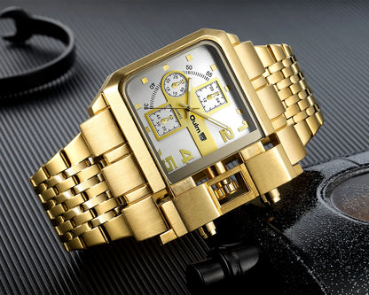 Oulm 3364 Luxury Brand Watch Stainless Steel Male Quartz Clock Auto Date Unique Military Men's Wristwatches Relogio Masculino