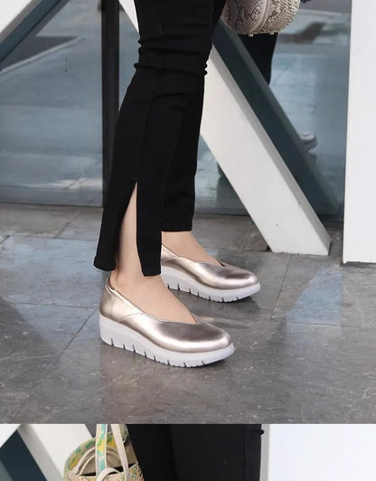 Women Fashion Wedge Heel Pumps 2025 Spring Summer Lightweight Platform Loafers Woman Soft Sole Comfort Casual Shoes Plus Size 42