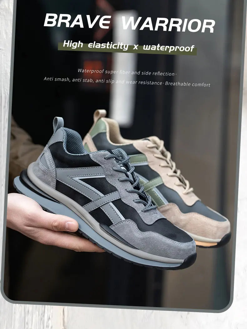 Waterproof Work Safety Shoes Steel Toe Cap Reflective Strip Indestructible Anti-smash Men Sneakers Construction Male Footwear