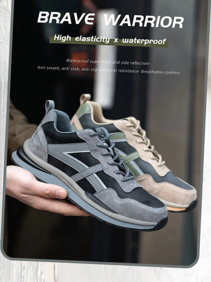 Waterproof Work Safety Shoes Steel Toe Cap Reflective Strip Indestructible Anti-smash Men Sneakers Construction Male Footwear