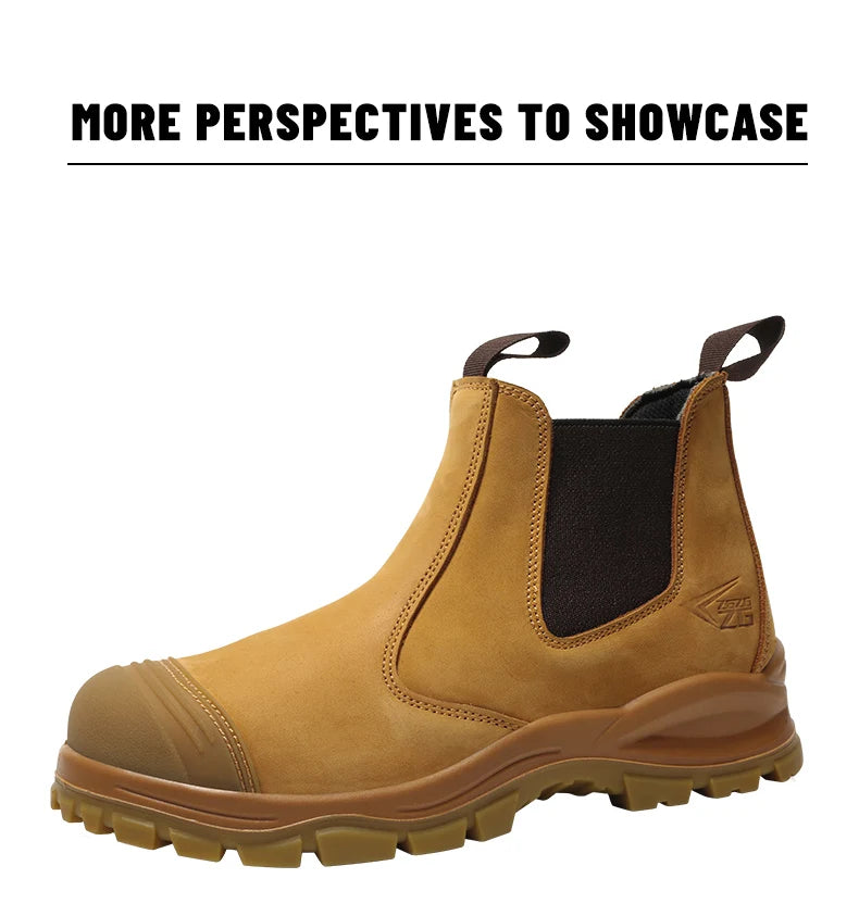 Genuine Leather Work Safety Boots For Chelsea Boots Men Shoes European Standard Protective Boots Cowhide Indestructible Shoes