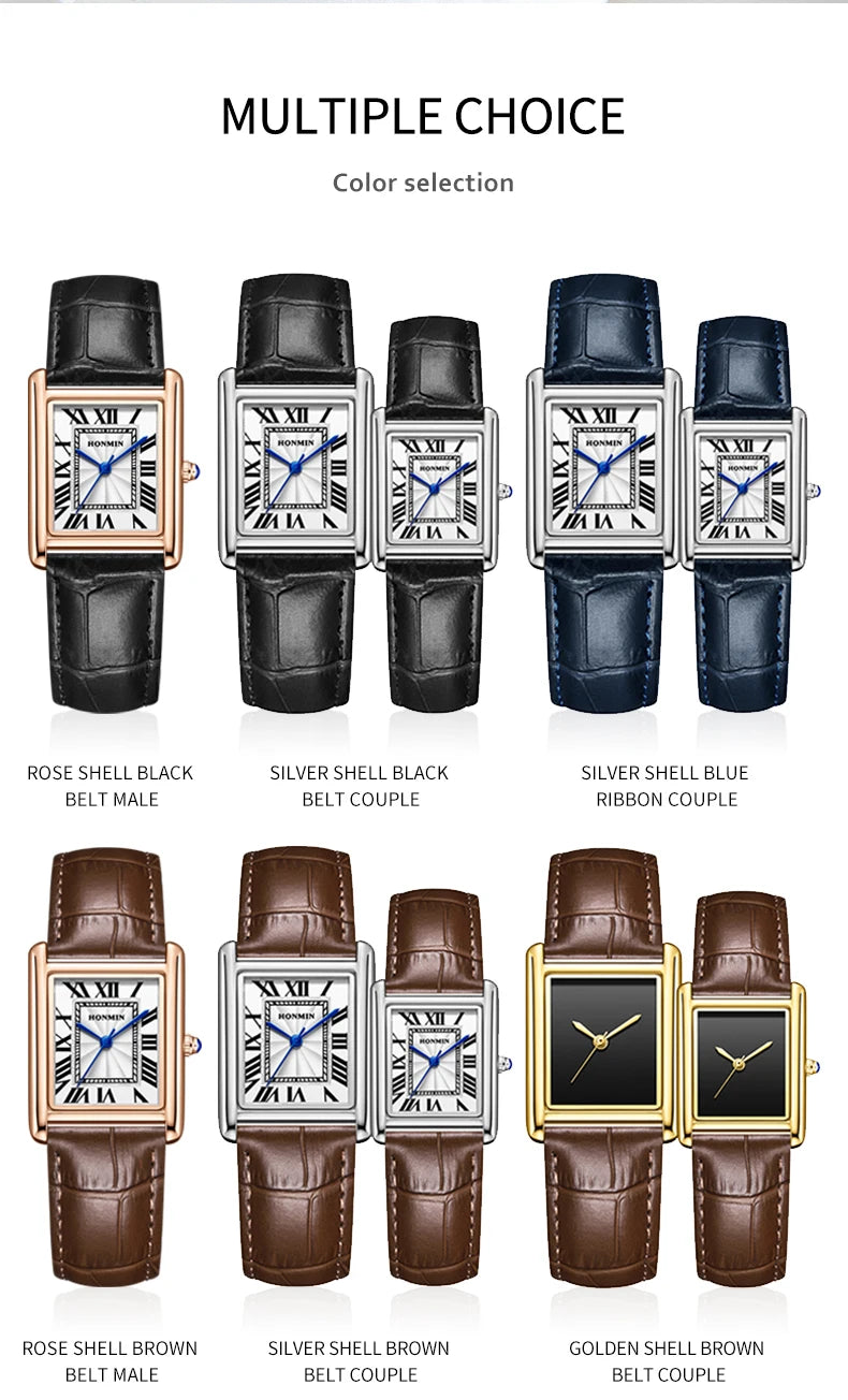 New Elegant Watches for Women and Men Fashion Leather Strap Waterproof Quartz Wristwatches Couple's Watches Gifts Drop Shipping