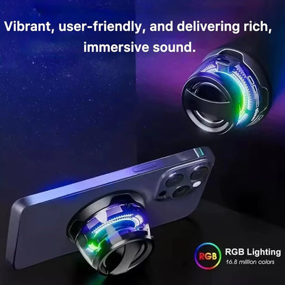 Bluetooth 5.3 Speaker Outdoor Magnetic RGB Lighting Bluetooth Speaker with RGB Color Light Multifunctional Magnetic Phone Holder