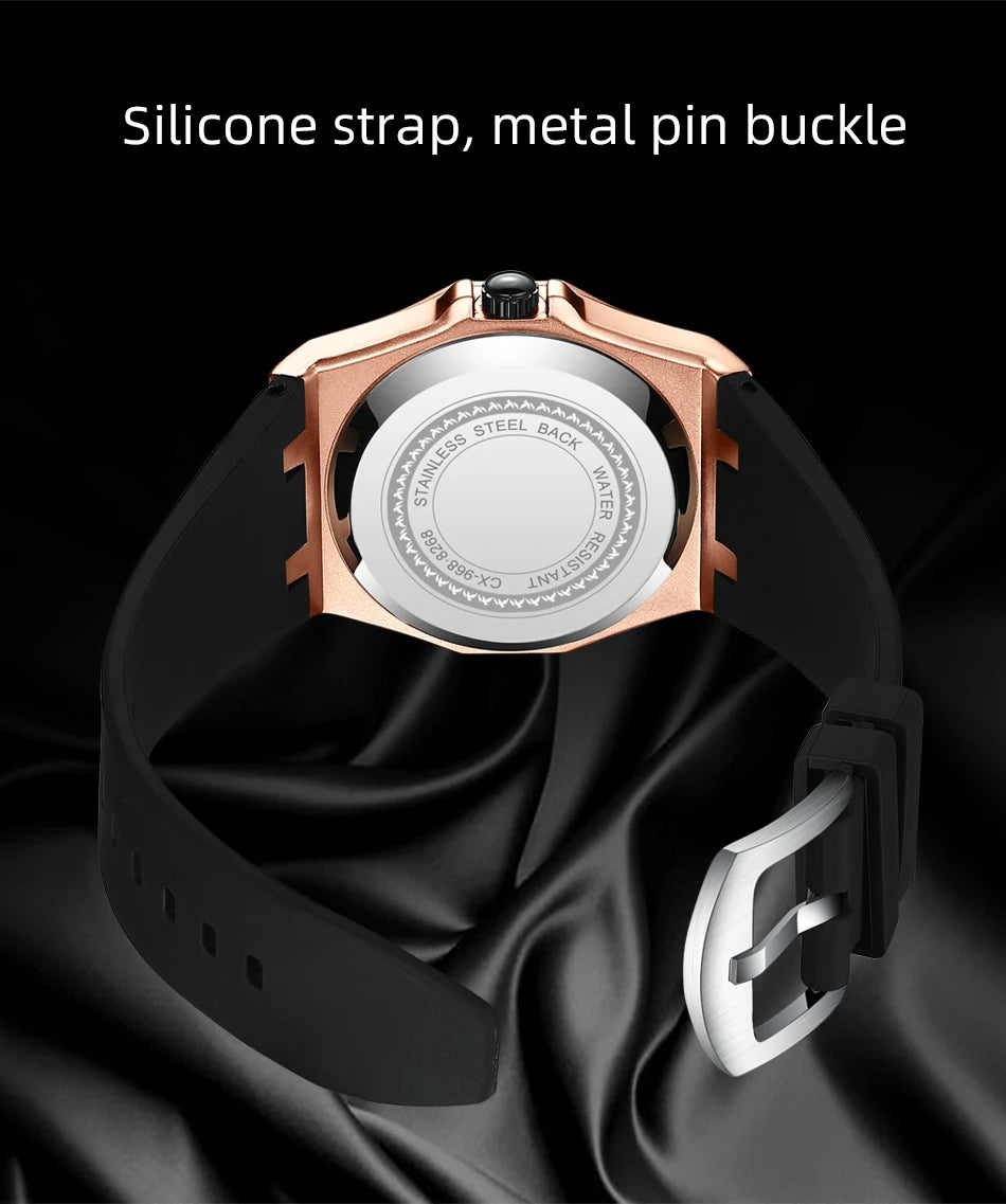 CHENXI 8268 Premium Men's Quartz Watch Night Light Silicone Strap Waterproof Calendar Casual Men's Texture Watch reloj hombre