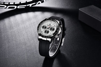 PAGANI DESIGN Watches Meteorite Surface Luxury Quartz Watches For Men Stainless Steel Waterproof Chronograph AR Sapphire Crystal