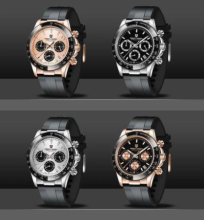 PAGANI DESIGN Watches Meteorite Surface Luxury Quartz Watches For Men Stainless Steel Waterproof Chronograph AR Sapphire Crystal