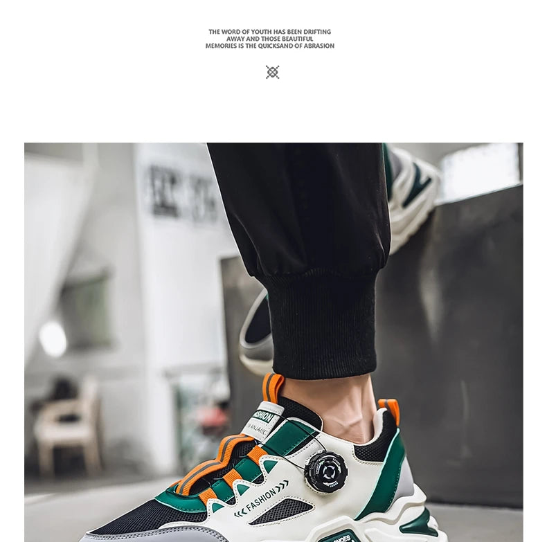 Men's Korean rotating shoelaces trendy sports shoes four season soft soled comfort casual sneakers outdoor student running shoes