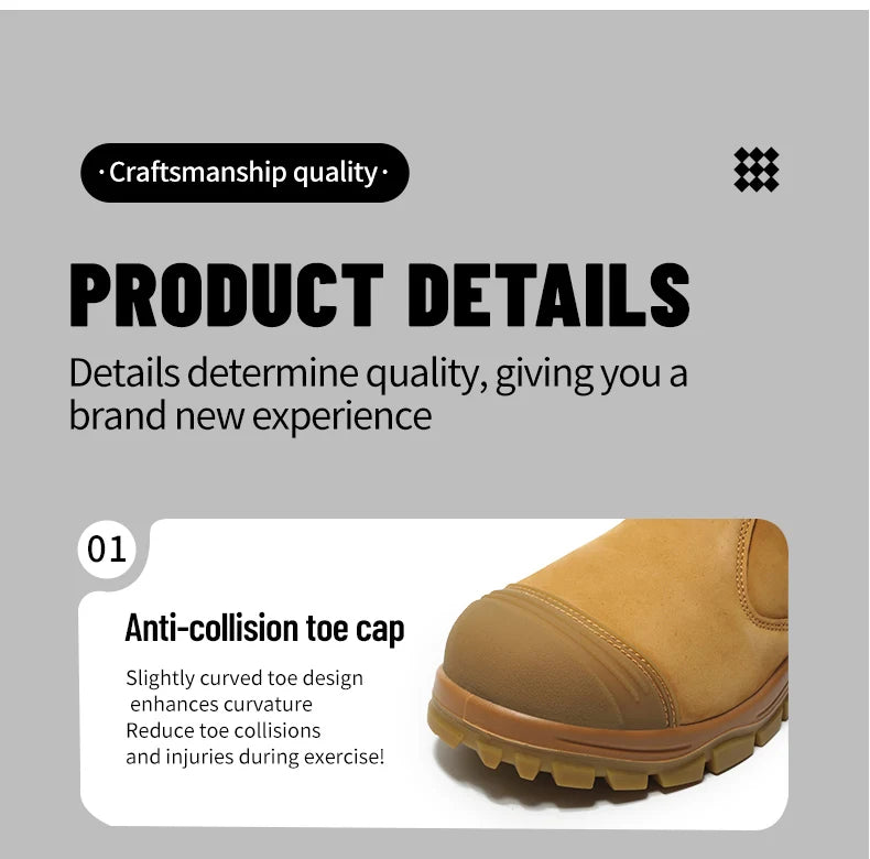 Genuine Leather Work Safety Boots For Chelsea Boots Men Shoes European Standard Protective Boots Cowhide Indestructible Shoes