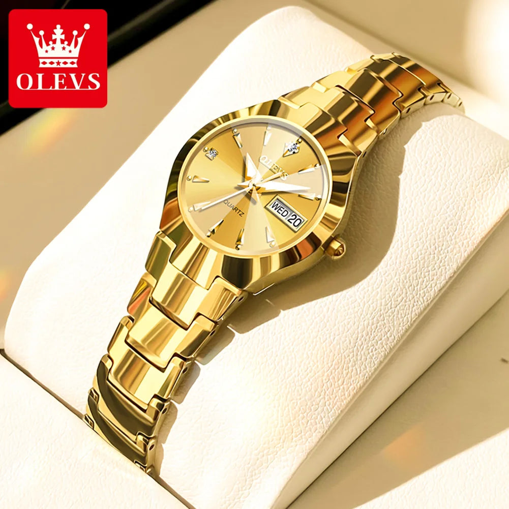 OLEVS 8697 Luxury Elegant Quartz Women's Watch Tungsten Steel Strap Fashion Waterproof Calendar Diamond dial Women's Watch