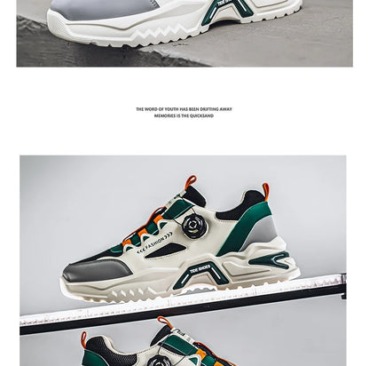 Men's Korean rotating shoelaces trendy sports shoes four season soft soled comfort casual sneakers outdoor student running shoes