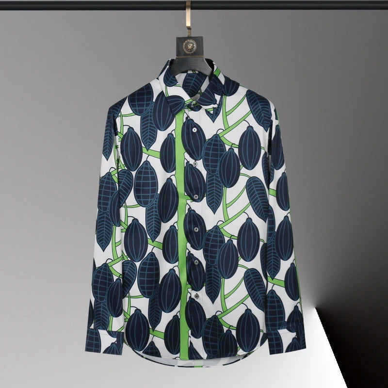 Hot men's shirt 3D printed pattern men's shirt long-sleeved lapel single-breasted fashion casual design slim body large size 6xl