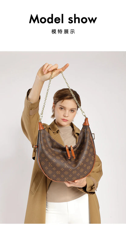 Mkf Genuine Crescent Bag 2025 New Presbyopic Large Capacity High-End Original Accessible Luxury Fashion Single Shoulder Crossbody Armpit Bag