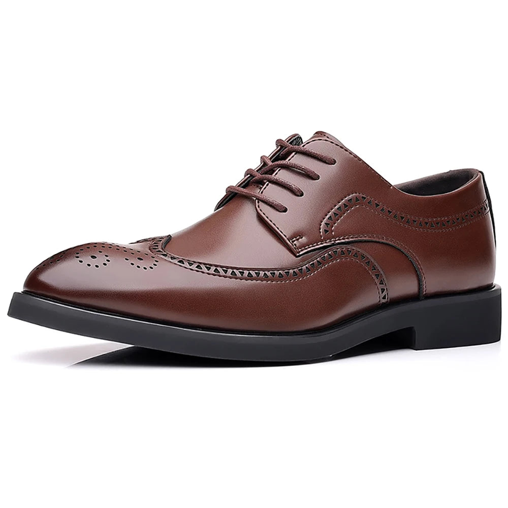 Men's Elegant British Brogue Derby Shoes Lace-Up Patchwork Breathable Formal Dress Shoes Business Wedding Thanksgiving Christmas