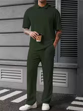 Men's Spring Autumn Seasonal Tie-Dye Patterned Polo Shirt And Pants Set Casual Sporty Holiday Wear Daily  Two-Piece