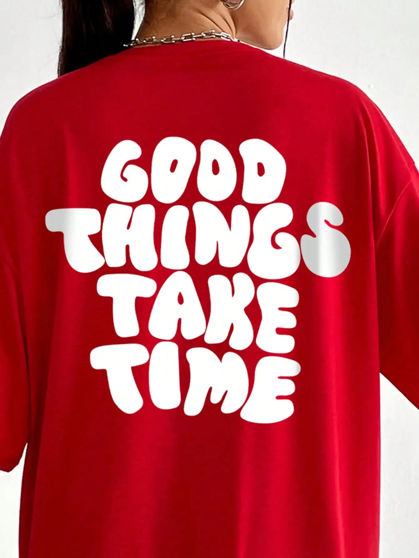 Good Things Take Time Letter Print Womens Tee Clothing Fashion Street Hip Hop Cotton Short Sleeve Casual O-Neck Woman T-Shirts