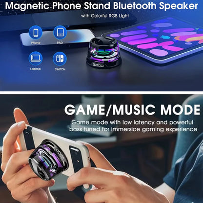 Bluetooth 5.3 Speaker Outdoor Magnetic RGB Lighting Bluetooth Speaker with RGB Color Light Multifunctional Magnetic Phone Holder
