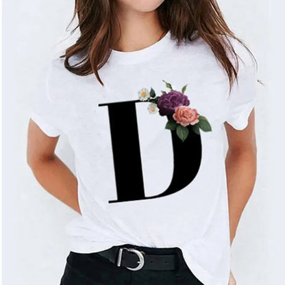 26 Letter Printed Women T-shirts Harajuku 2021 New Tops Casual Tee Summer Short Sleeve Graphic Female T shirt for Women Clothing