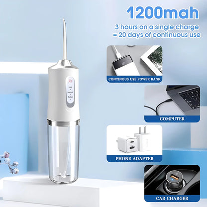 Rechargeable Oral Irrigator Portable Dental Irrigator Water Flosser 3 Models Jet Nozzles Water Teeth Pick Flosser Water Jet