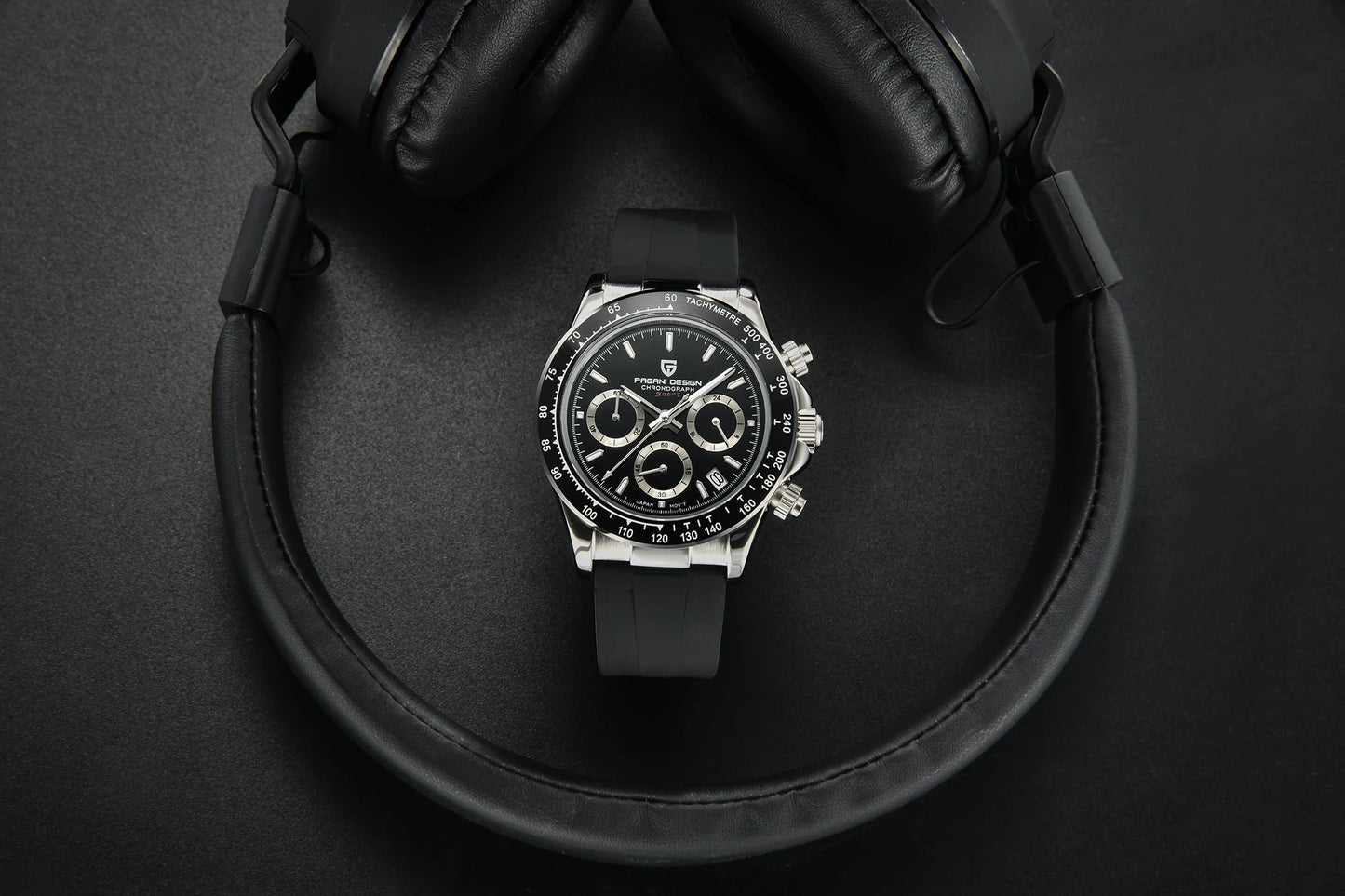 PAGANI DESIGN Watches Meteorite Surface Luxury Quartz Watches For Men Stainless Steel Waterproof Chronograph AR Sapphire Crystal