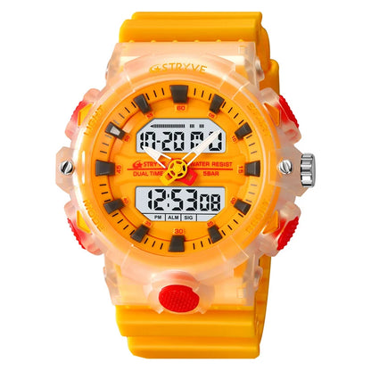 STRYVE Top Brand Electronic Watch For Men Outdoor Sports Waterproof Dual Time Display Quartz Wristwatches Rubber reloj hombre