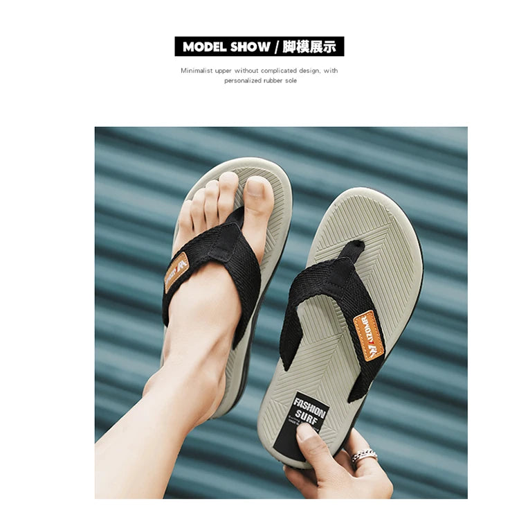 2023 Summer Flip Flops Men Beach Sandals Anti-slip Breathable Casual Men Beach Slippers Outdoor Big Size 45