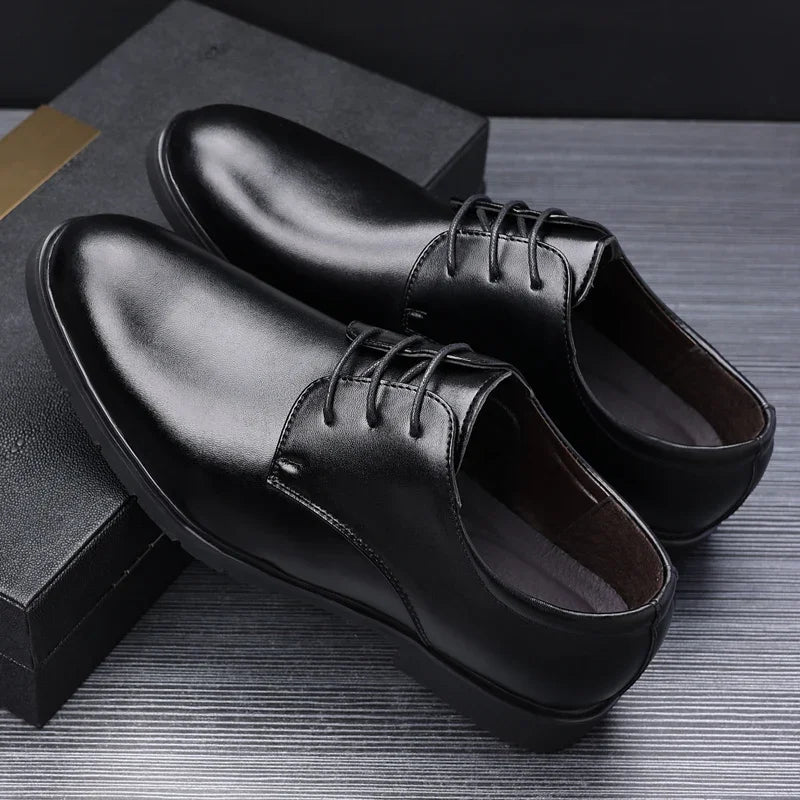 High Quality Formal Leather Men Dress Shoes Breathable Mens Casual Shoes Italian Luxury Brand Lace-Up Non-slip Men Driving Shoes