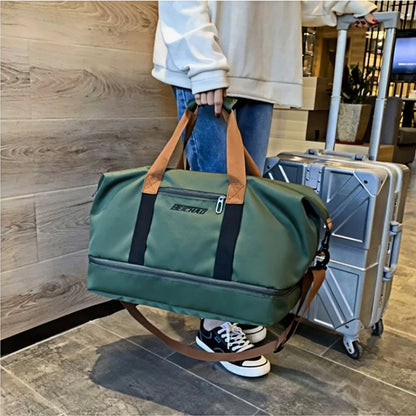 Fitness bag Large capacity Short distance luggage portable fitness bag Travel bag Shoulder handbag Men's sports waterproof bag