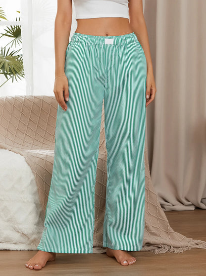 Split Hem Wide Leg Pants Casual y2k Stripe Elastic High Waisted Lounge Pants With Pockets Comfy Work Pants For Women Streetwear