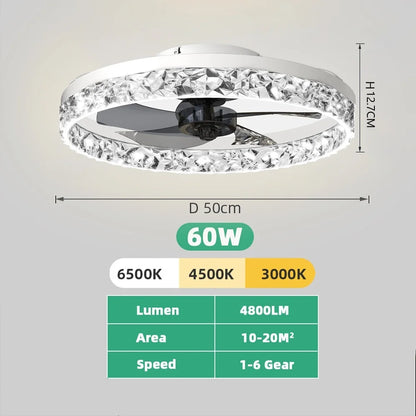 Jelena Round Ceiling Fan Light Fixtures with Remote Control Bedroom Living Dining Room Home Decoration Modern Smart LED Lamp Fan