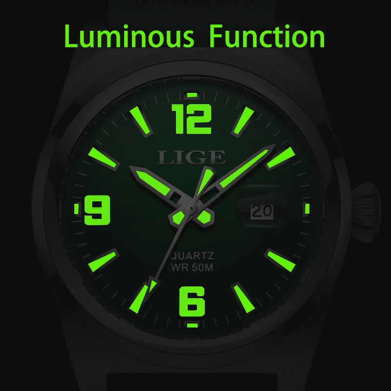 LIGE Man Watch Fashion Military Sport Quartz Calendar Watches for Men Waterproof Luminous Business Male Clock Relogio Masculino