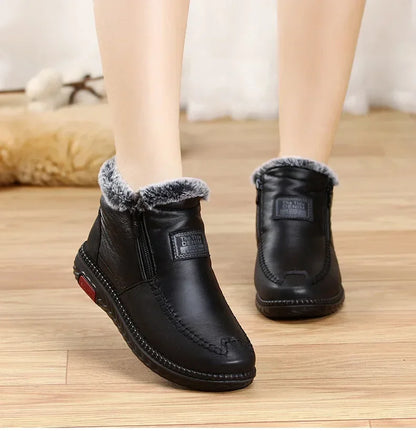 2024 Women's Boots Plush Female Shoes Anti-slip Womens Snow Boot Winter Cotton Leather Shoes Casual Ankle Boots Botas Mujer