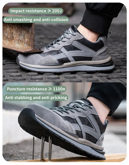 Waterproof Work Safety Shoes Steel Toe Cap Reflective Strip Indestructible Anti-smash Men Sneakers Construction Male Footwear