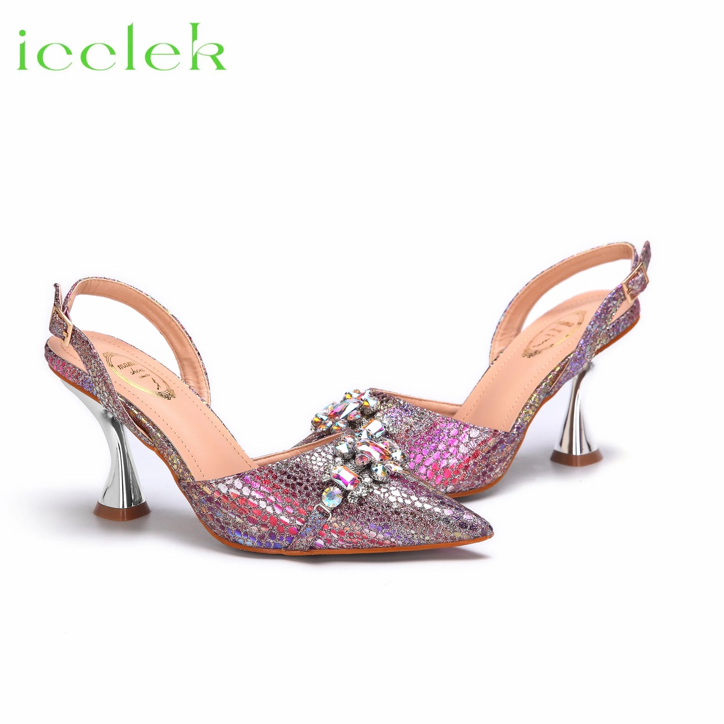 New Arrivals Special Design Pink Color African Women Shoes and Bag Set Pointed Toe Sandals for Wedding Party