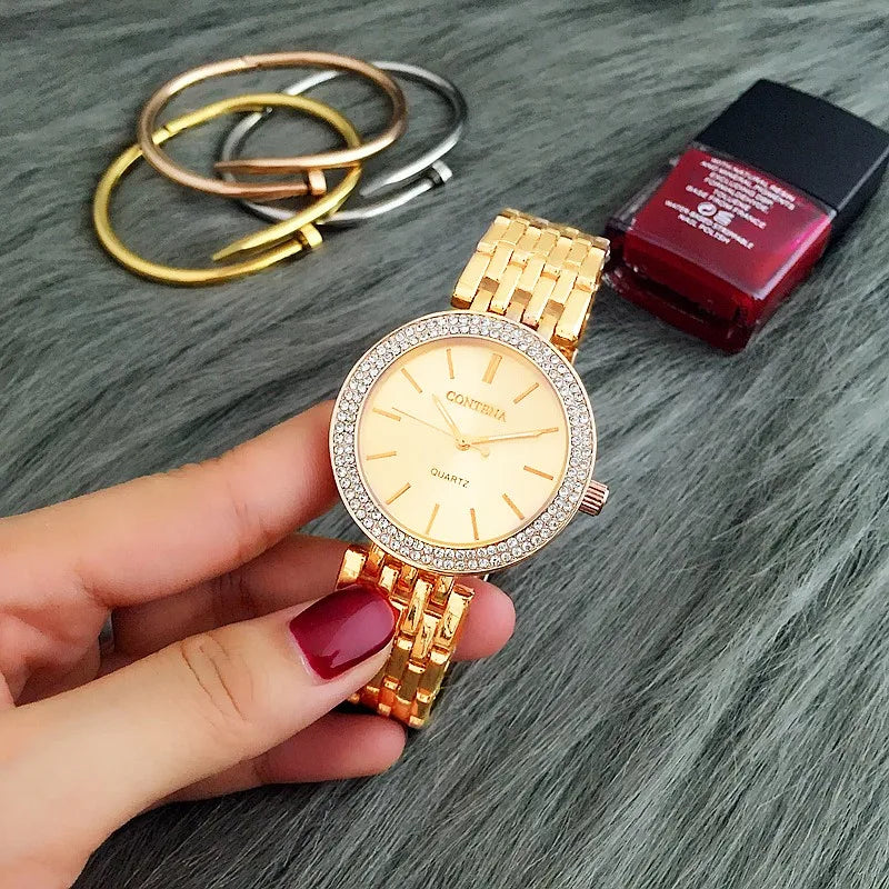 Luxury Rhinestone Watch Top Brand Women Watches Fashion Gold Women's Watches Stainless Steel Ladies Watch Clock Gifts for Women