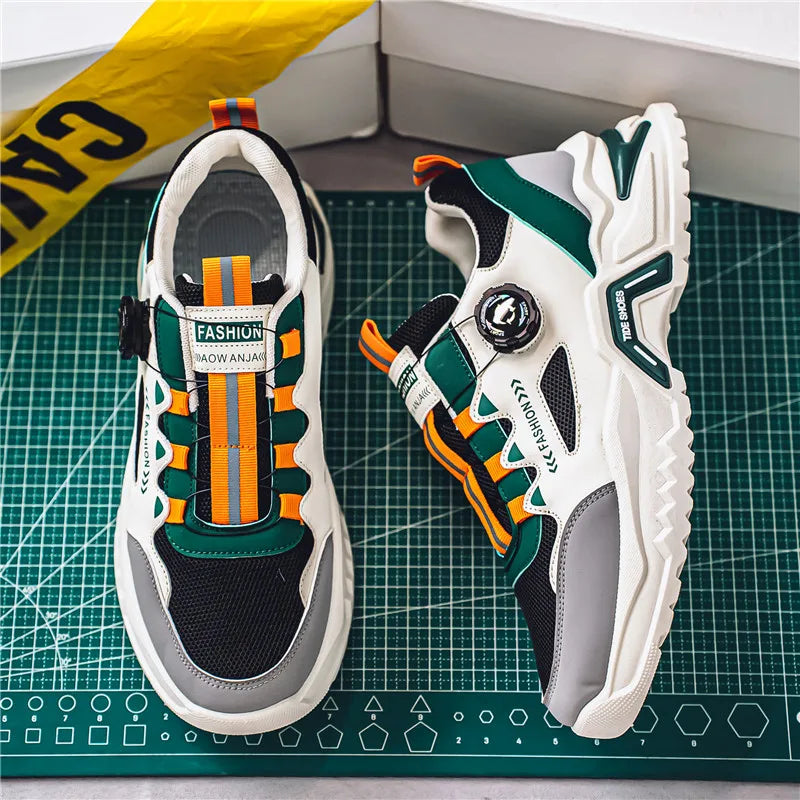 Men's Korean rotating shoelaces trendy sports shoes four season soft soled comfort casual sneakers outdoor student running shoes