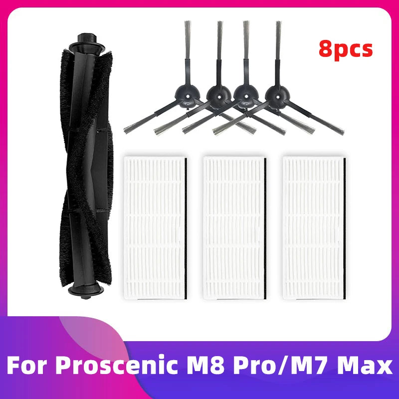 Fit For Proscenic M8 Pro M7 Max Robot Vacuum Cleaner Main Roller Side Brush Hepa Filter Mop Cloth Rag Dust Bag Replacement Part