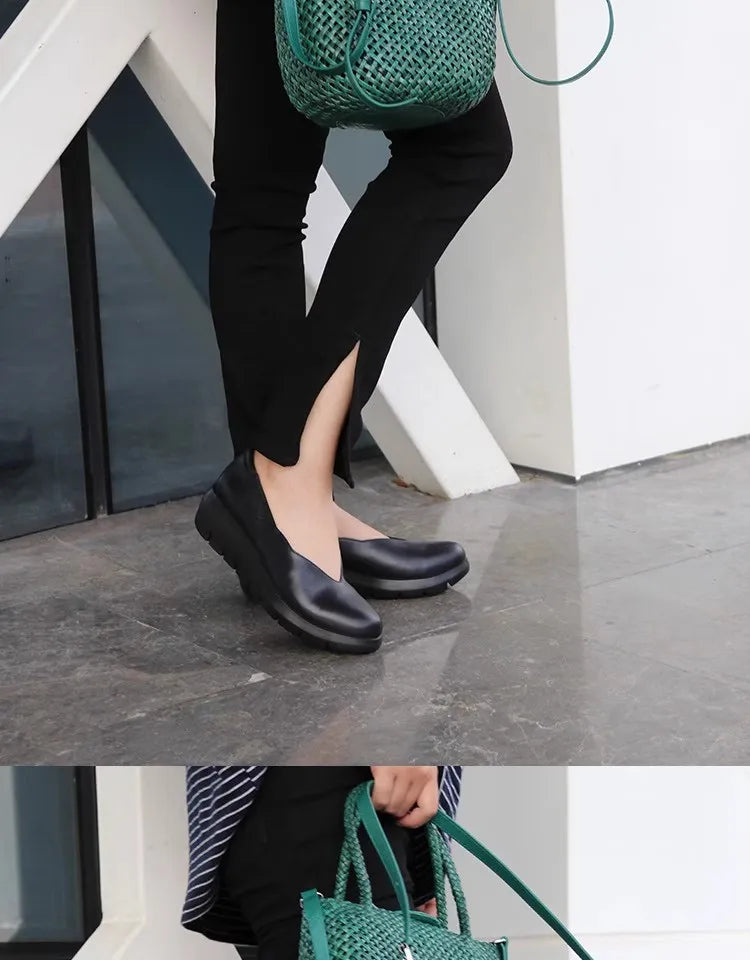 Women Fashion Wedge Heel Pumps 2025 Spring Summer Lightweight Platform Loafers Woman Soft Sole Comfort Casual Shoes Plus Size 42