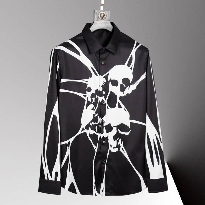 Hot men's shirt 3D printed pattern men's shirt long-sleeved lapel single-breasted fashion casual design slim body large size 6xl