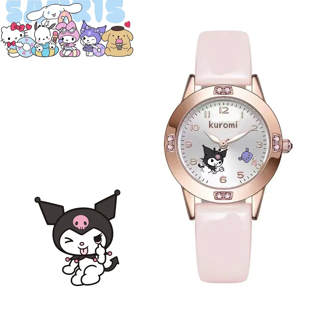 Sanrio Hello Kitty Women Watch Kuromi Cinnamoroll Kawaii Quartz Casual My Melody WristWatch Women Girl Children Gifts