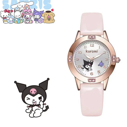 Sanrio Hello Kitty Women Watch Kuromi Cinnamoroll Kawaii Quartz Casual My Melody WristWatch Women Girl Children Gifts